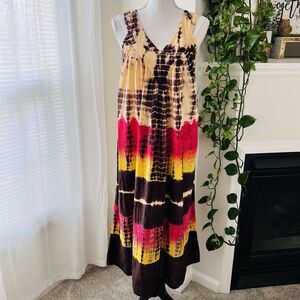 Advanced Apparels Vibrant Multicolor Tie-Dye Midi Dress. One Size. EUC.